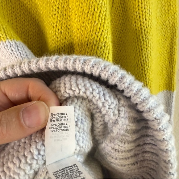 Aerie Oh So Soft Mock Neck Yellow Stripe Chunky Sweater Size Large - Picture 4 of 7